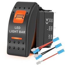 LED Light Bar Waterproof Rocker Switch Toggle On-Off 12V 24V 5Pin SPST Orange Ba
