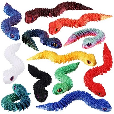 12 Pcs 3D Printed Snakes 3D Mini Snakes Fidget Animal Flexible Cute Articulat...