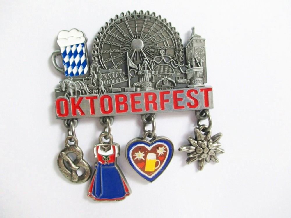 Oktoberfest Magnet Metal Souvenir Germany 4 Charms Munich Bavaria