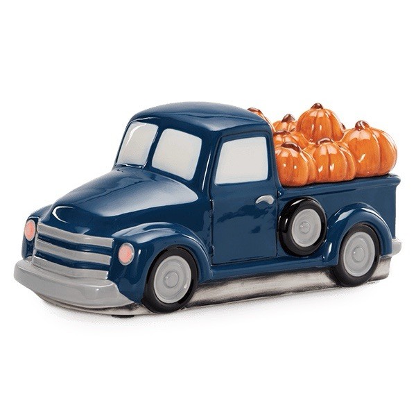 Scentsy Retro Blue Truck Wax Warmer with Pumpkin Delivery Lid, Blue/Orange