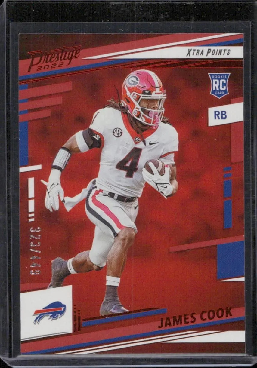 James Cook 2022 Panini Prestige #347 Xtra Points Premium Red #/449 Rookie Bills