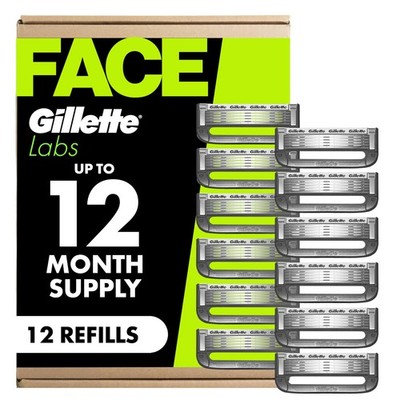 Gillette Labs Shaving Razor Blade Refills for 12 Count (Pack of 1), Black