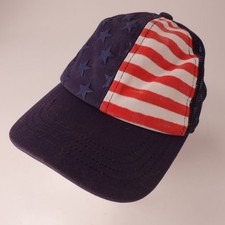 Boys Patriotic USA Flag Mesh Back Baseball Hat Navy Adjustable