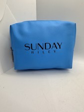 Sunday Riley Blue Zip Cosmetic Makeup Bag Tra...