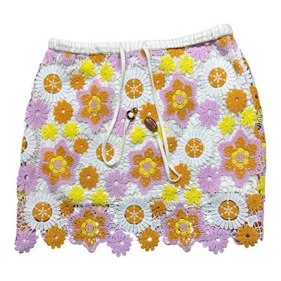 NWOT ZARA Floral Crochet Retro Mini Skirt XS ASO Enid Sinclair Wednesday SPRING