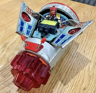1960s Horikawa S.H Japan Tin Battery Operated Space Capule Plain Silver Version