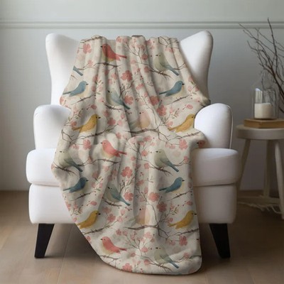 Spring Birds Blanket Cottagecore Aesthetic Nature Lover Cozy Throw Gift Idea