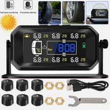 Wireless Solar USB Auto Reifendruckkontrollsystem LCD TPMS + 6 externe Sensoren