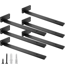 Floating Shelf Brackets 12 Inch Heavy Duty Hidden Hardware Cast Iron 6 PCS