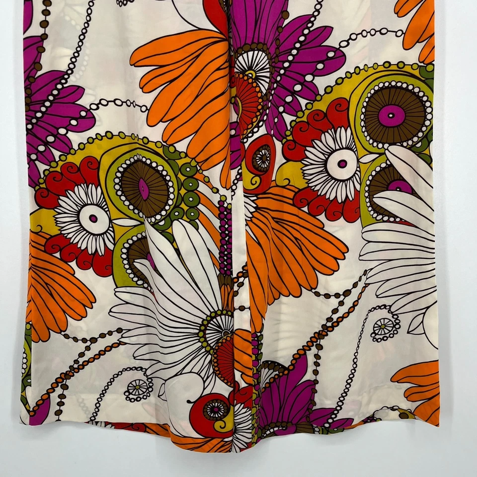 Pantalones de seda Trina Turk para mujer talla 2 multicolor floral cubierta de natación pierna ancha Foto 3 de 4