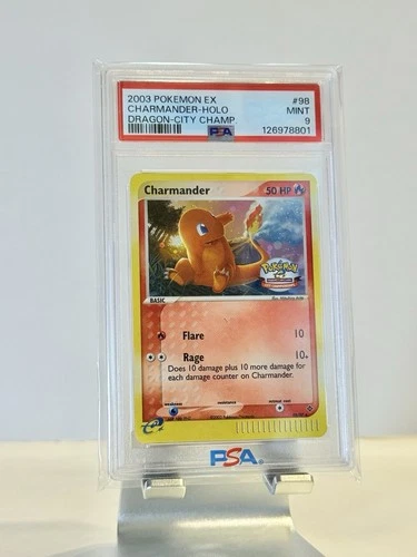 2003 Pokemon Charmander #98 Holo Ex Dragon City Champ PSA 9 - Swirl New Cert