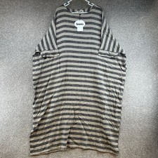 NWT Mordenmiss Women's Dress Size Large Gray Striped Short Sleeve Linen Blend