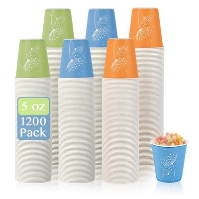 1200 Pack 5 oz Paper Cups, Colorful Samll Disposable Paper Bathroom Cups for ...