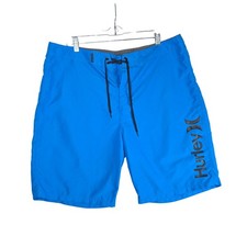 Hurley Board Shorts Blue Logo Lace Up Swim Trunks Mens Size 36 Surf, Beach, Swim