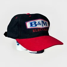 Vintage B&M Electric Inc  Retro Snapback Hat Black & Red Trucker Hat Read