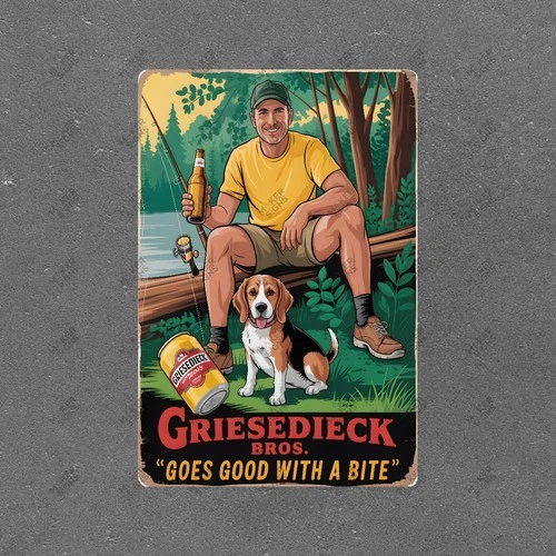 Vintage Style Metal Sign Griesedieck Bros Beer Fishing Poster Man & #904292