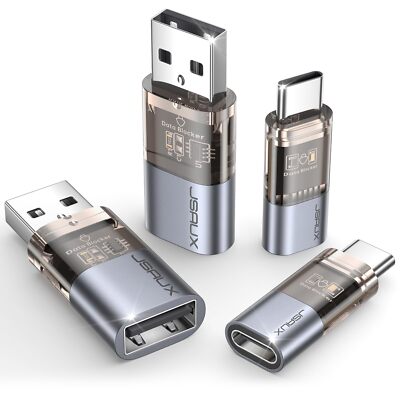 4 Pack USB A to C and USB C to C Data Blocker Prevent Hacker Attack