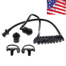 Black Accoustic Ear Tube+ Black Medium Earmold For Police Radio Earpiece pair