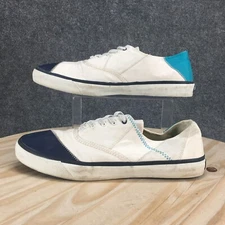 Sperry Shoes Mens 12 Captain CVO Sneakers White Blue Canvas Lace Up Low STS18916