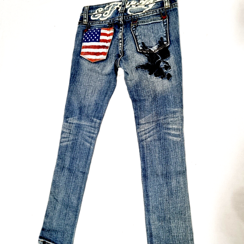Christian Audigier Ed Hardy Skinny Jeans American Eagle US Flag Youth Kid Size 6 - Picture 13 of 24