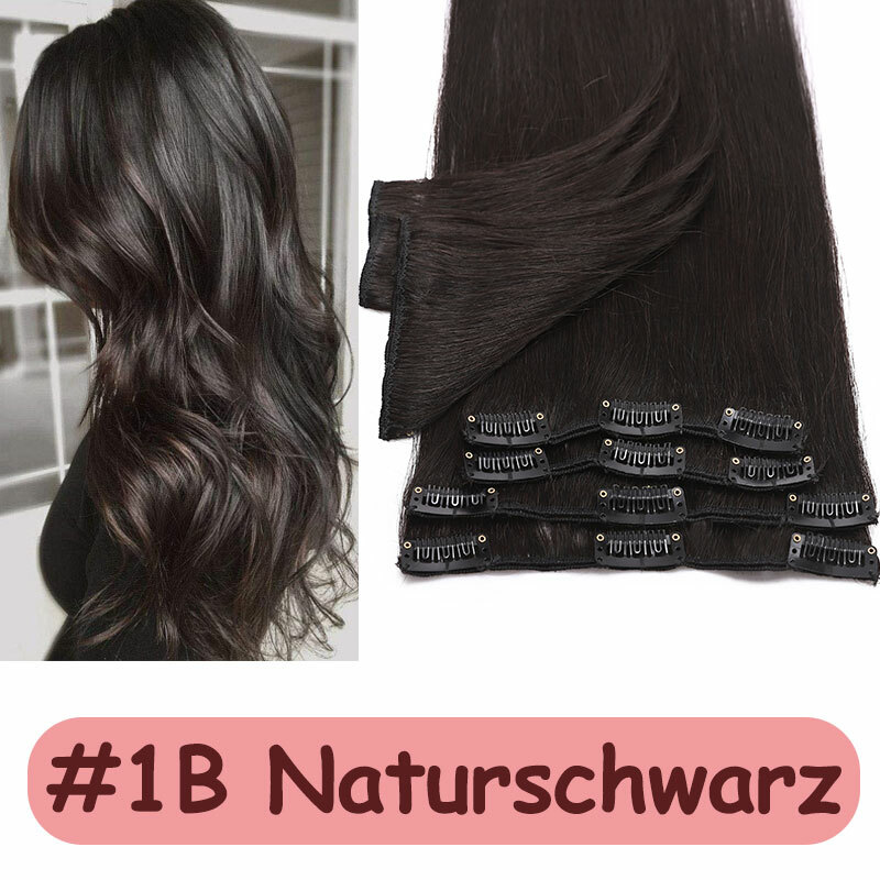 S-noilite Clip-in Extensions Mittelbraun – 100% Remy Echthaar, 60g, 35cm, 8 Tressen Mit Clips, Farbe #4