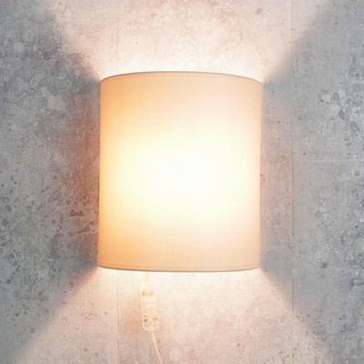 Loft Wandleuchte Mit Kabel Stecker Creme E27 Stoff Schirm