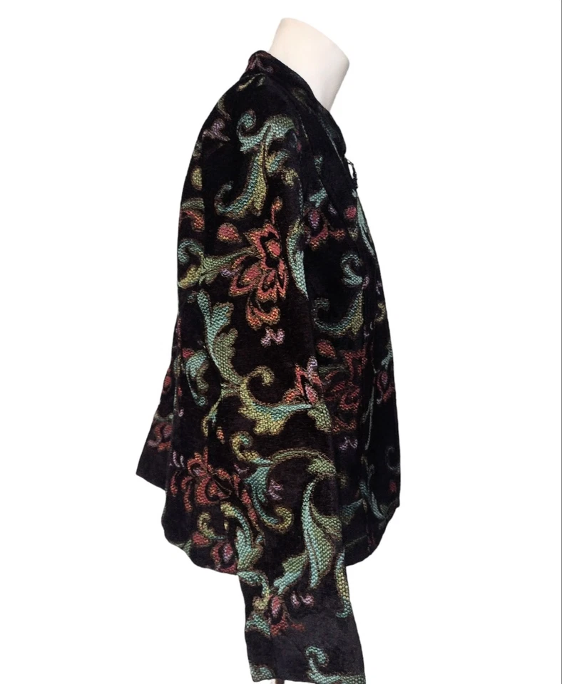 Chaqueta Blazer Molly + Maxx Damasco Tapiz Para Mujer L Pequeña Artística Cremallera Mandarín Foto 3 de 4