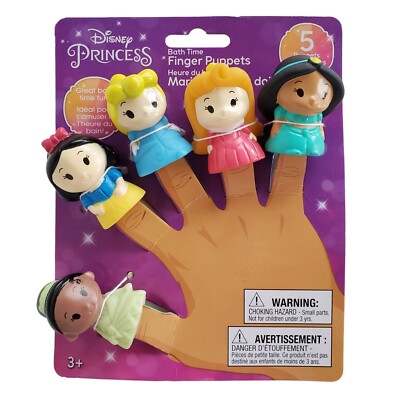 Disney Princess Finger Puppets Play Toy Bath Time Ages 3+ Set of 5 Easy Clean #2