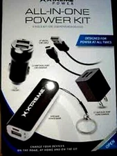 Xtreme All-in-One 2 Port USB Car Travel Charger & Battery Power Bank Kit  blk 