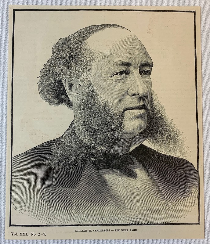 1886 magazine engraving ~ WILLIAM H. VANDERBILT Portrait
