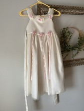 Cinderella Size 8 Flower Girl Dress Cream Pale Pink Rosettes Tulle Layers Formal