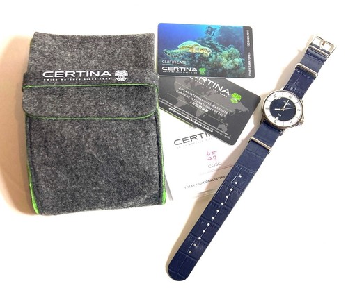 CERTINA DS-6 NAVY BLUE LEATHER STRAP SWISS LADIES WATCH C0392511704700 35MM NEW - Picture 2 of 13