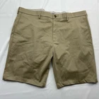 Haggar Mens Chino Shorts Brown Cotton Blend Flat Front Stretch Pockets 42 New