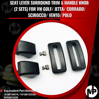 2Sets Seat Lever Surround Trim & Handle Knob VW Golf/ Jetta/ Corrado/ Scirocco