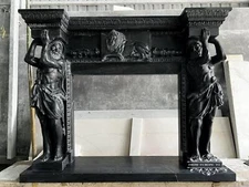 CARVED MARBLE FIGURATIVE MARBLE FIREPLACE MANTEL - JJX21