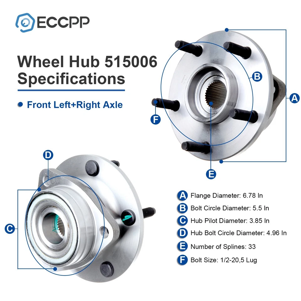 ECCPP 2P Wheel Hub Bearing Front For Chevy Cavalier Pontiac Sunfire Olds Cutlass - Изображение 2 из 4