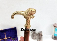 Solid Brass Lion Head Handle Victorian Handmade Wooden Walking Stick Cane