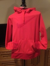 Ladies NIKE THERMA-FIT Training Red Sweatshirt Hoodie Thumb Holes NICE Large