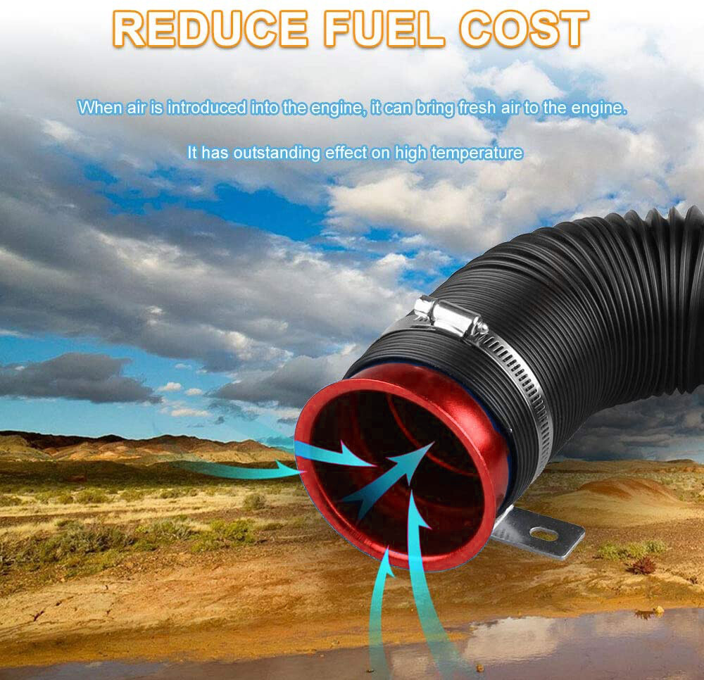 Universal Engine Flexible Car Cold Air Intake Hose Pipe Tube Duct Kit w/Clamps