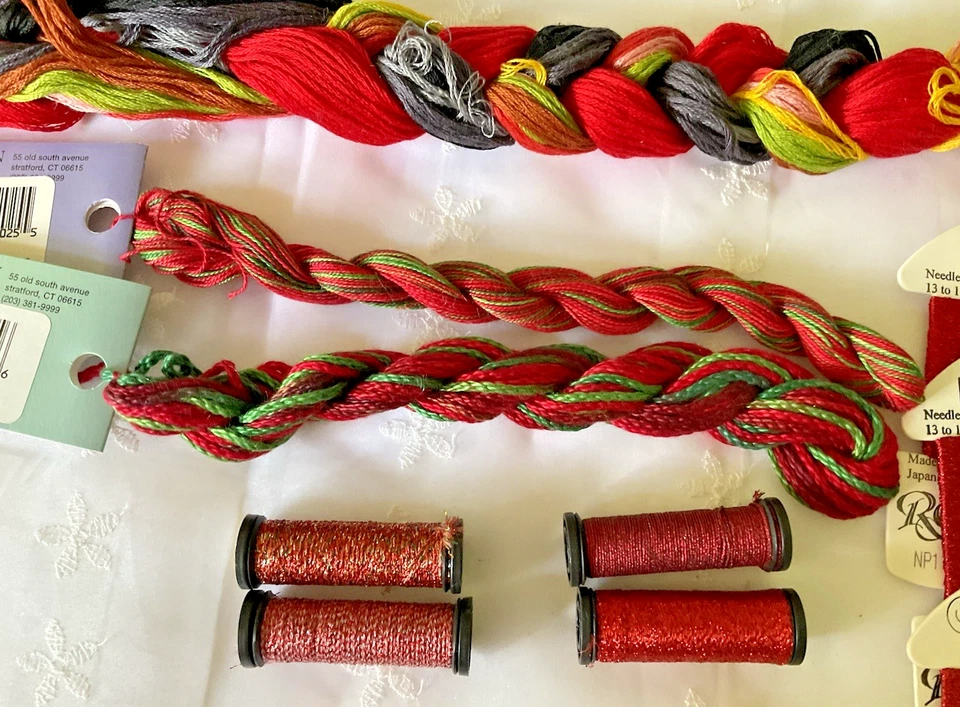 Needlepoint Embroidery Thread Lot of 13 Reds Holiday Colors Rainbow and Caron - Image 3 of 4