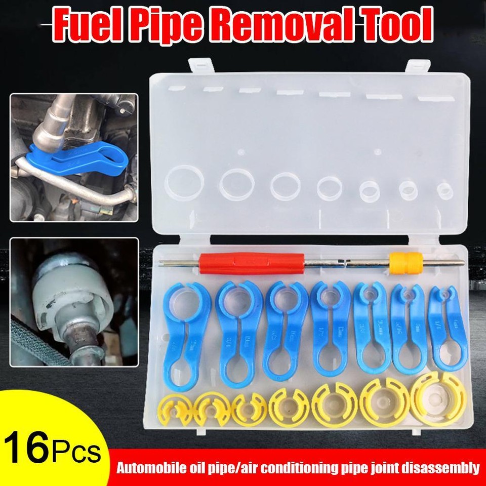 16x Car Air Conditioning Pipe Quick Disconnect Tool Kit Fuel Pipe