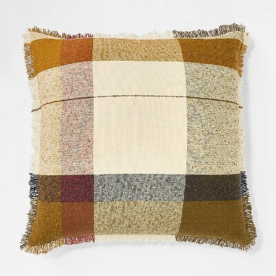 Объемная тканая клетчатая квадратная подушка коричневого кремового красного цвета - Дизайн Threshold 2790₽