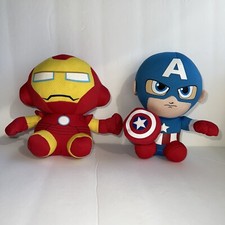 Set of 2 Marvel Iron Man Captain America Plush 6" Ty Beanie Babies