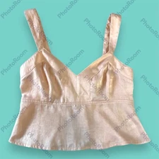 Leith Nordstrom Small (runs big) Crop Top Zip Pink Flutter Waist Sweetheart