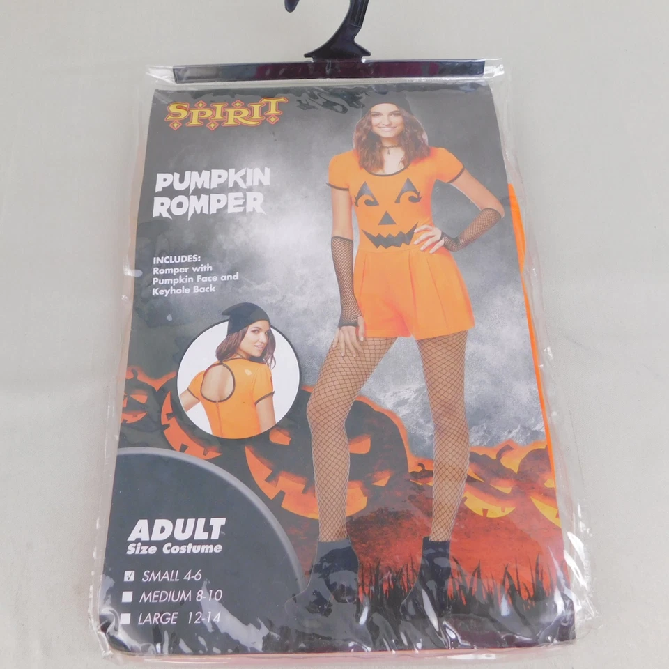 Keyhole Pumpkin Romper Adult Jack-O-Lantern Halloween Costume 4-6 Small #4925 - Image 4 of 4