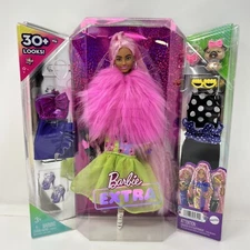 Barbie Extra Pink Fluffy Coat Pet Dog Playset Toy Pet Fashion Doll Set 30+ Looks