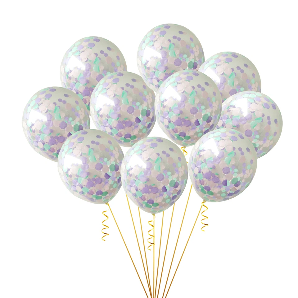 Paquete de 10 globos de confeti de látex de 18 pulgadas para fiesta de feliz cumpleaños decoración de bodas Foto 3 de 4