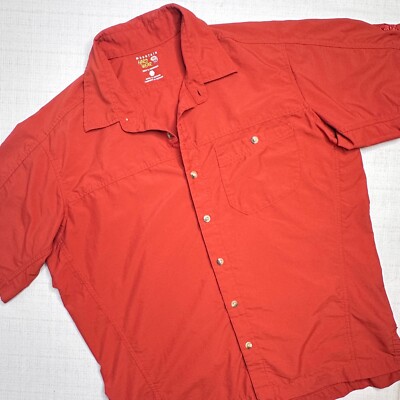 Mountain HardWear Men's Orange Short Sleeve Outdoor Hiking Button Down  Shirt M