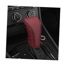 Car Gear Shift Knob Cover, Anti-Slip Breathable Automotive Manual Wine Red