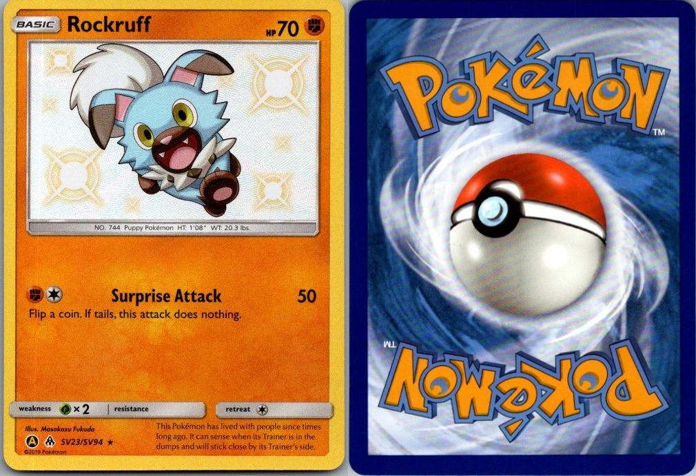 Rockruff SV23/SV94 Shiny Rare Hidden Fates Shiny Vault Pokemon Holo Near Mint